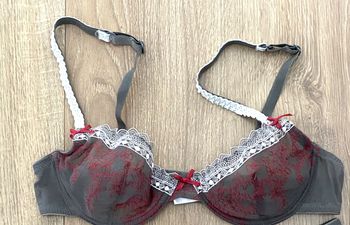 Soutien gorge gris/rouge T85B