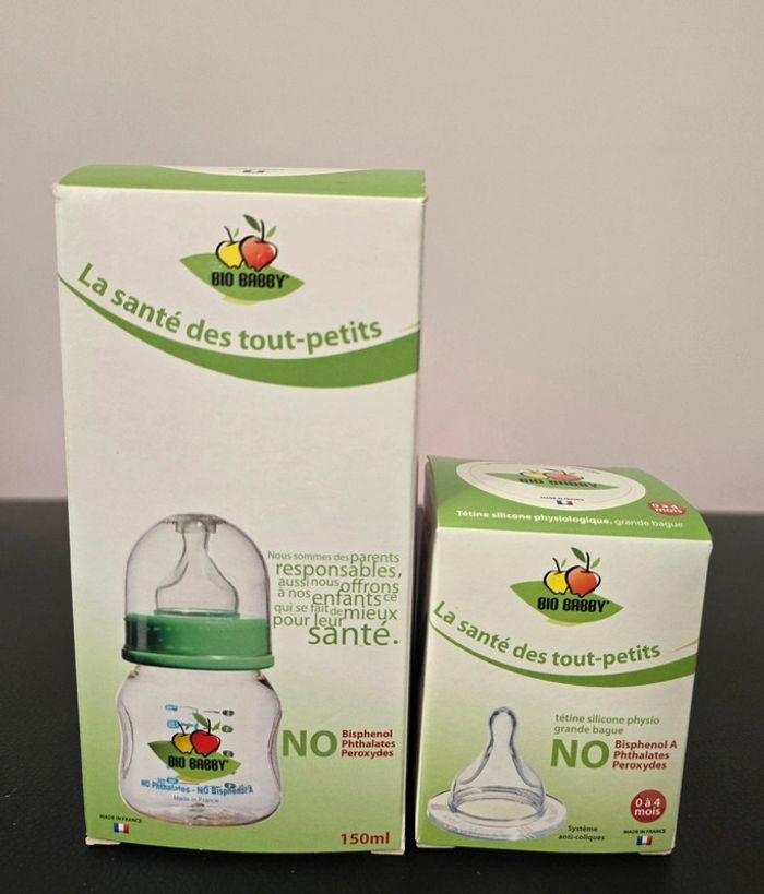 Lot Biberon 150ml et tétines 0-4mois Bio Babby - photo numéro 2