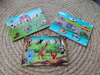 Lot de 3 puzzles en bois