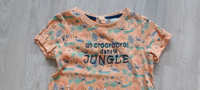 Tee-shirt manches courtes garçon jungle taille 3 ans (92 cm) - photo numéro 3