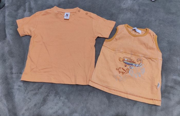 Lot de 2 hauts oranges 18 mois