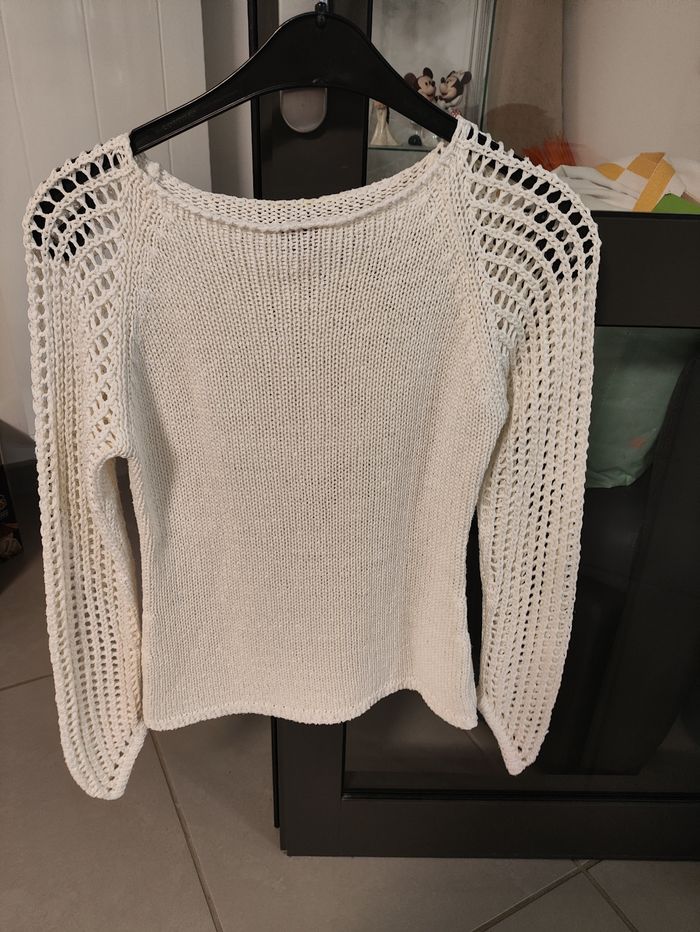 Haut blanc Pause Café manches longues – Taille 38/40 - photo numéro 2