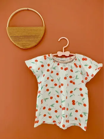 t-shirt fille blanc a motifs cerises- 3 ans- vertbaudet