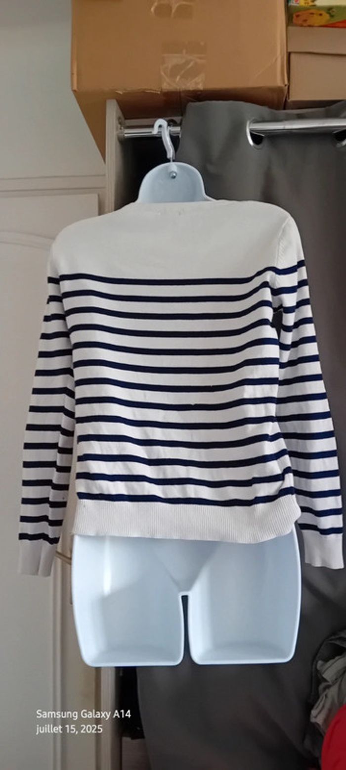 Pull marinière motif cœur marine et blanc femme 38/40 influx - photo numéro 3