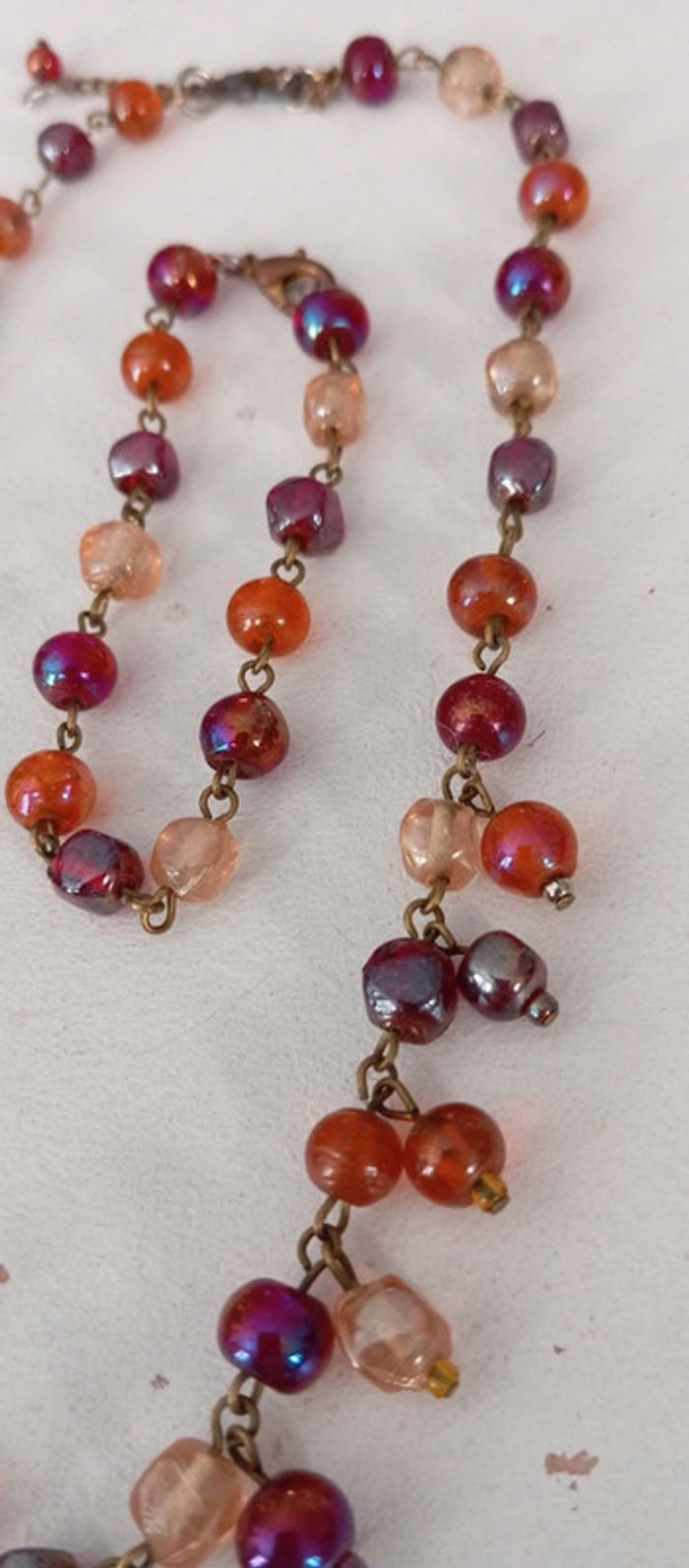 Parure collier bracelet en perles de verre colorées - photo numéro 5