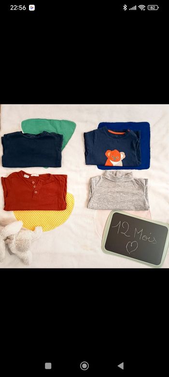 Lot T-shirts manches longues taille 12 mois