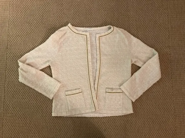 Gilet - veste écru à paillettes