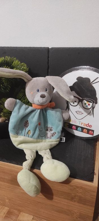 Tex baby doudou lapin vert orange arbre raton laveur Écharpe Bleu Feuille Rayé Rayure