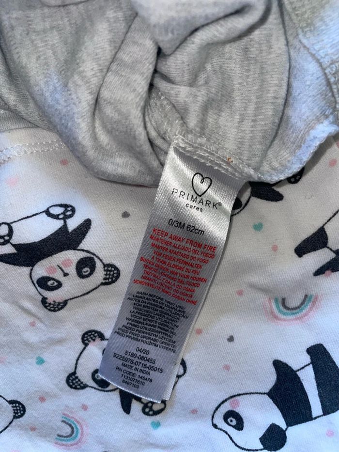 Lot 7 bodies fille MC 3mois/ 62cm Primark -Panda - photo numéro 4