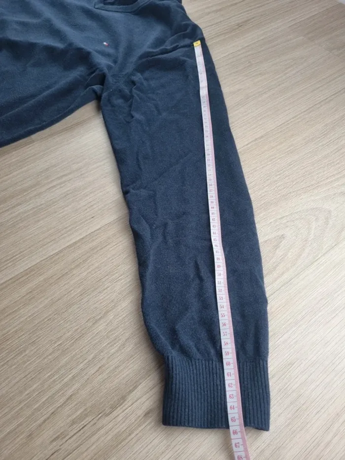 Pull a col V Cachemire bleue Tommy Hilfiger Homme Taille L - photo numéro 4