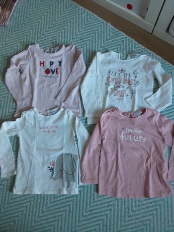 Lot de 4 t-shirts coccinelle éléphant étoiles cœurs T. 92cm (24-30 mois)