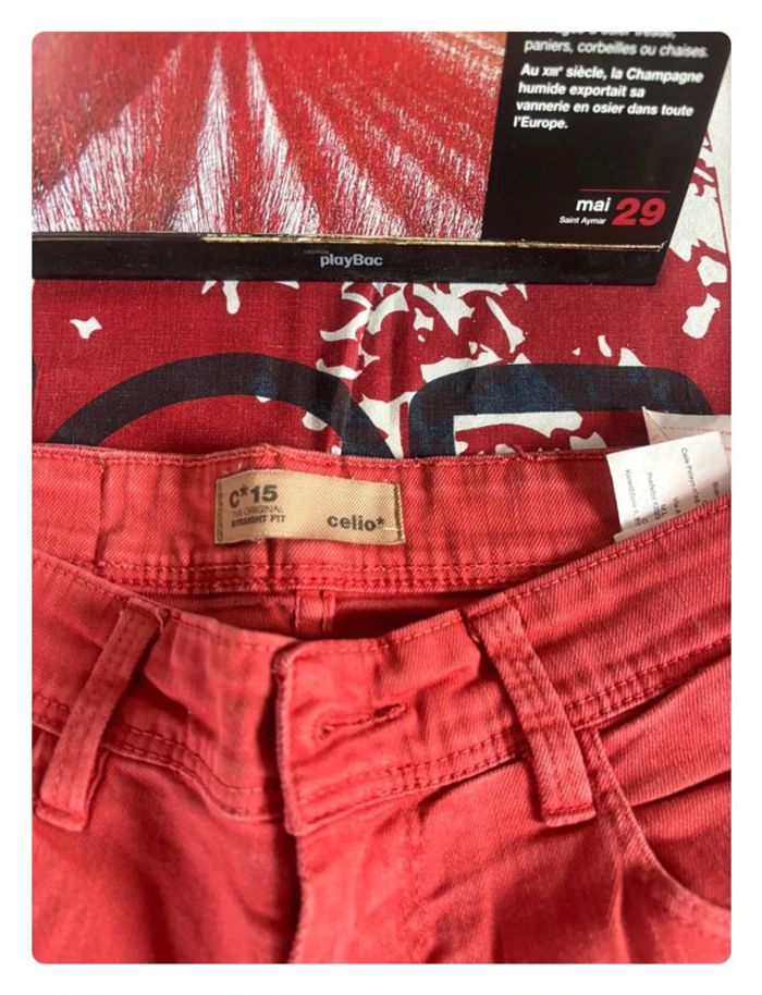 Jeans Celio rouge straight fit taille 38 C15 - photo numéro 7