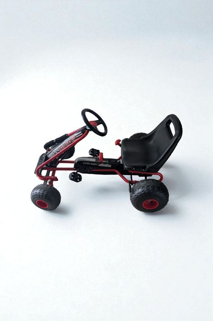 Kart à Pédales pour Enfants avec Siège Réglable et Freins à Main, Avant et Arrière, Vélo d’Enfant 4 Roues Charge 30 kg Idéal Cadeau pour Enfants 3+ Ans (Style 3, Rouge)