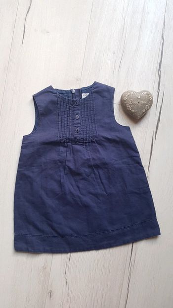 Robe bleu marine cyrillus 18mois lin coton