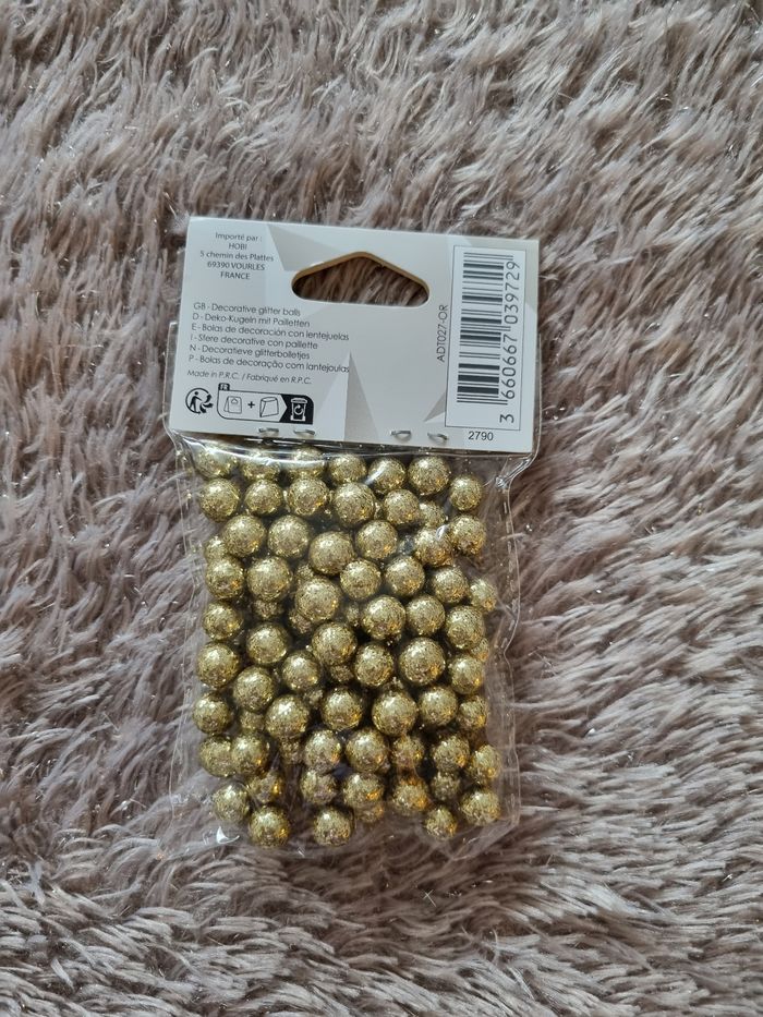 Boules paillettées doré - photo numéro 2