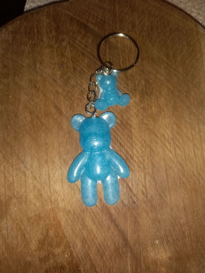 Porte clé ourson et son petit en résine epoxy