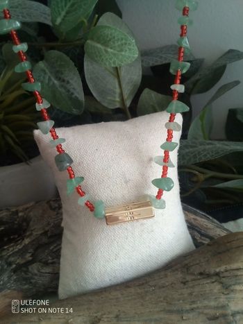 Collier talisman pierres d'aventurine verte naturelles