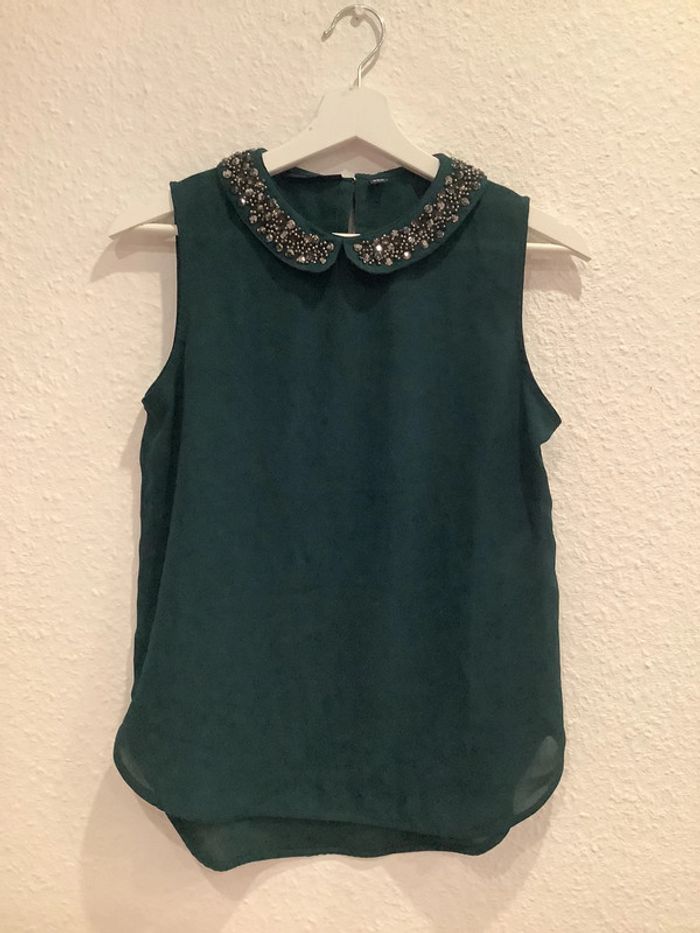 Top de soirée vert a strass