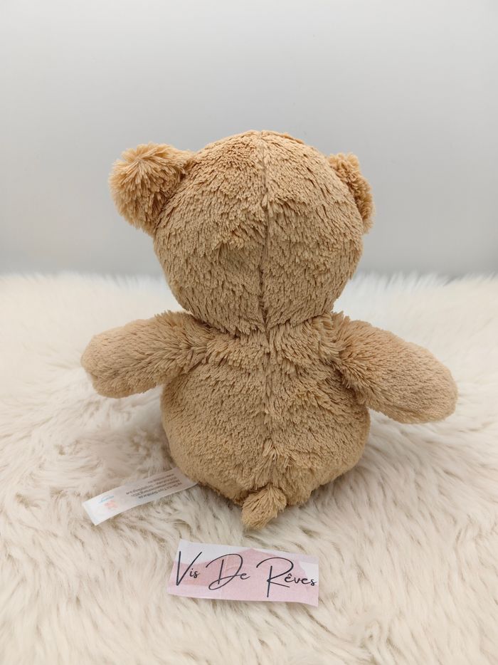 Ours doudou peluche beige et marron. Motif raccord style patchwork, effet recousu Nicotoy - photo numéro 3