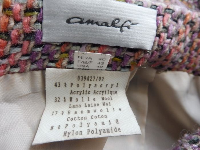 Jupe tons roses et gris façon lainage. Laine et coton. Amalfi. T42 tour de taille 76cm, haut 41cm. - photo numéro 2