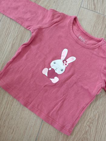 T-shirt manches longues rose lapin FPC 12 mois de