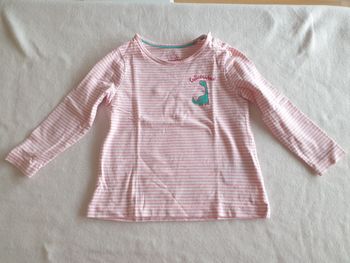 Tshirt MC rayé blanc et rose dino - T86/92 - Lupilu