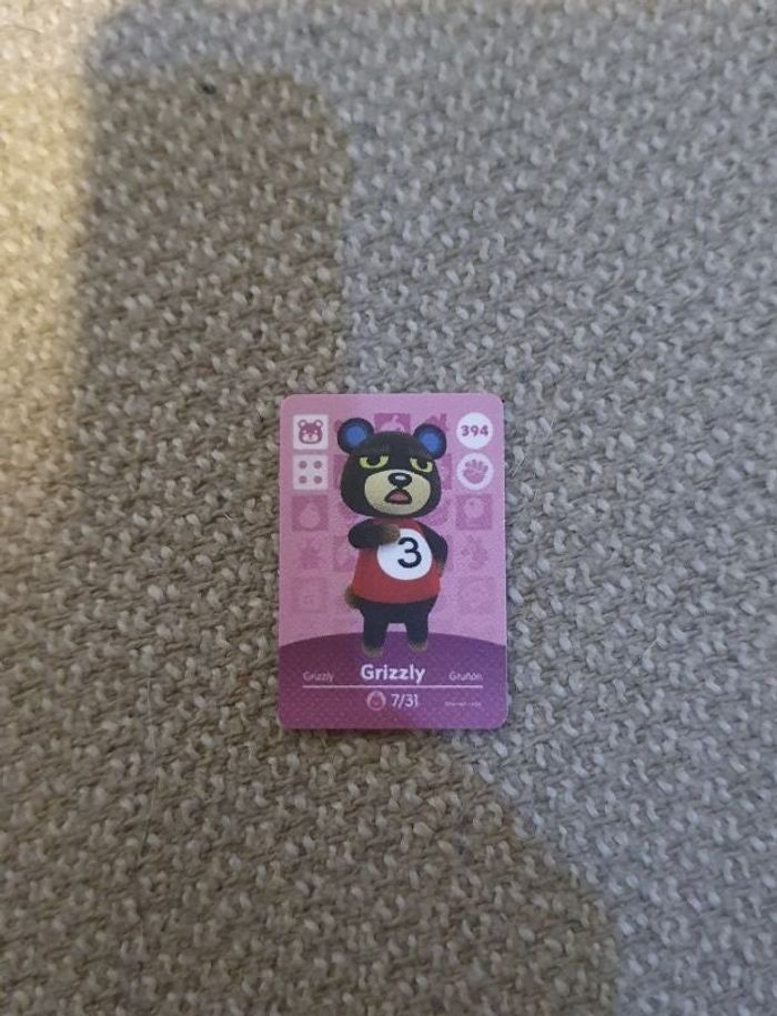 Mini Carte Amiibo NFC Animal Crossing Nintendo Grizzly