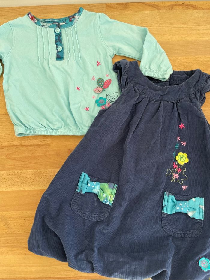 Ensemble 18 mois robe et t-shirt tons bleus - photo numéro 2