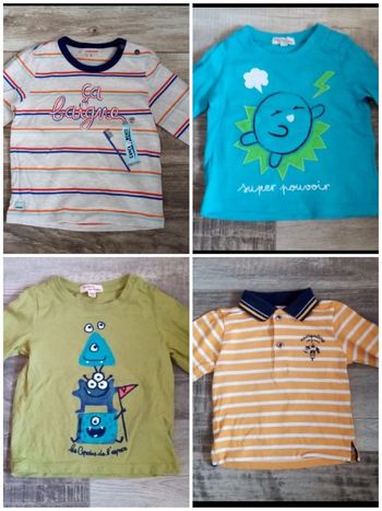 Lot t shirts manches longues garçon taille 12 mois