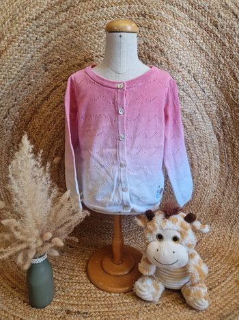 Jolie gilet en dégradé rose et blanc coquillage fille sergent major 4 ans