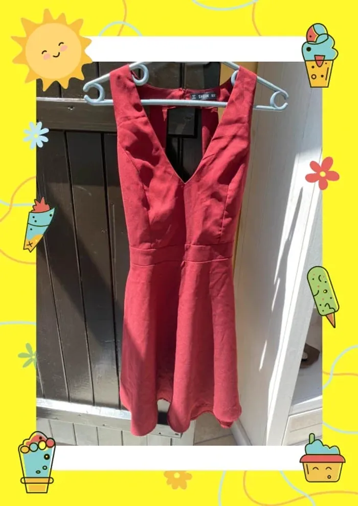 Robe patineuse à col en V avec nœud Shein 38 M
