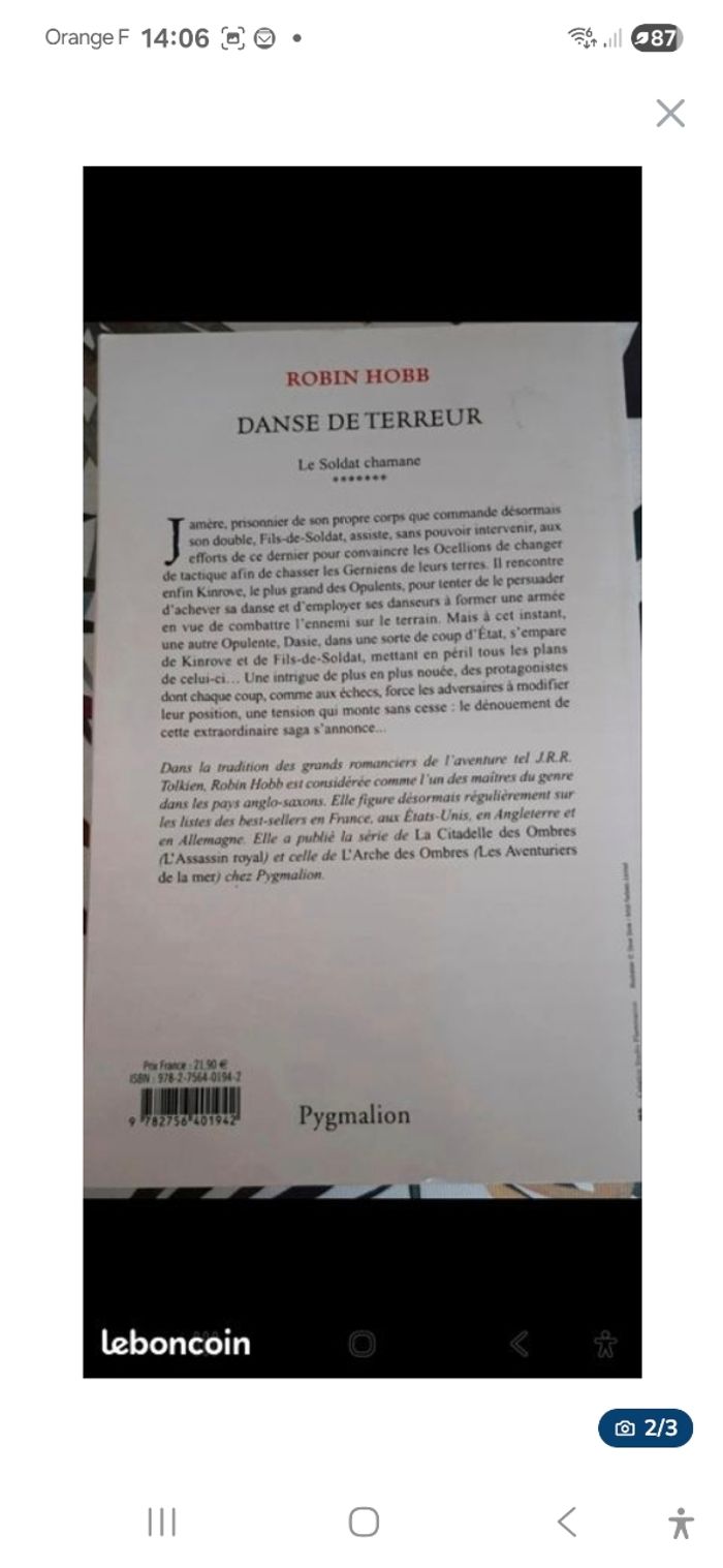 DANSE DE TERREUR  Robin  hobb - photo numéro 2