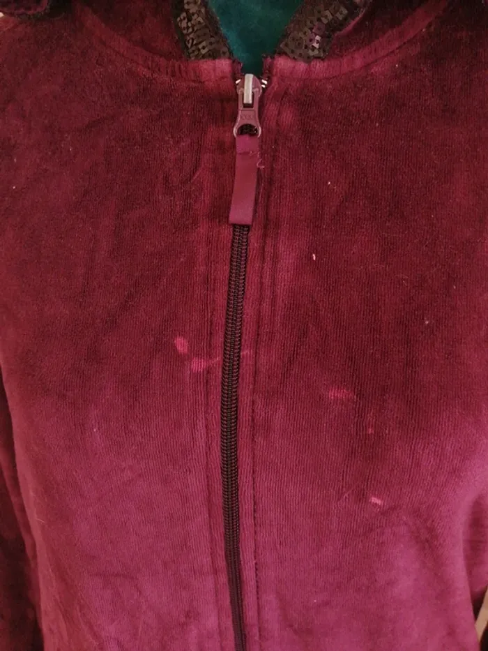 Veste à capuche bordeaux en velours avec poches et sequins / esmara / (M) - photo numéro 7