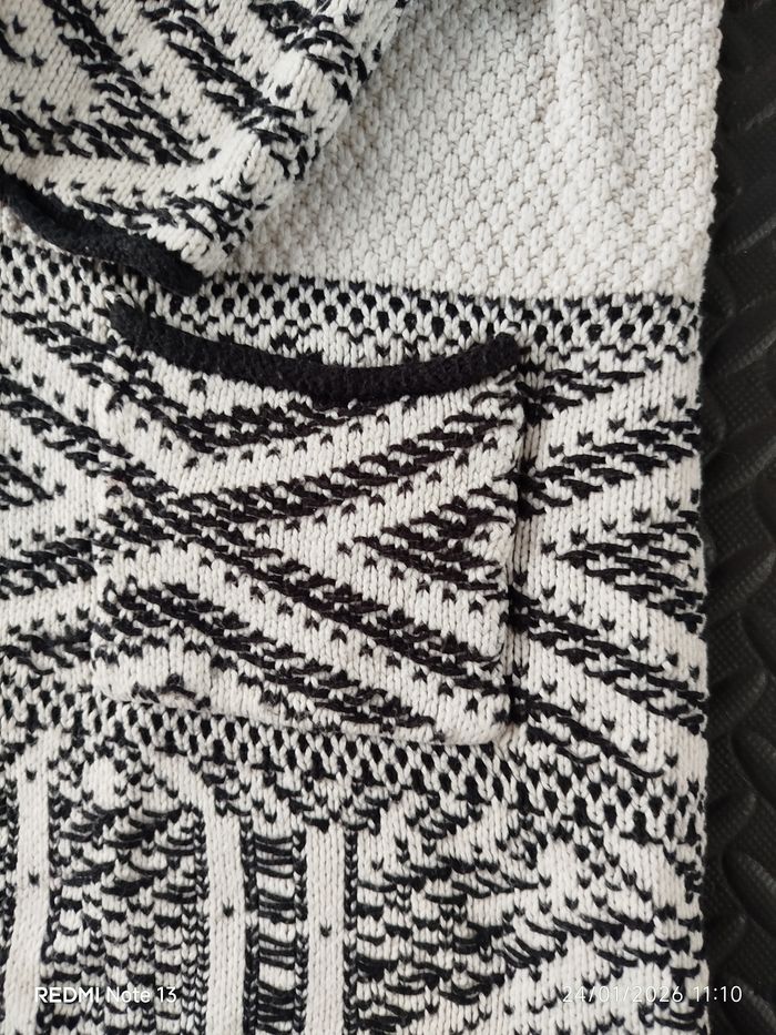 Gilet long t.M noir et blanc ethnique - photo numéro 3