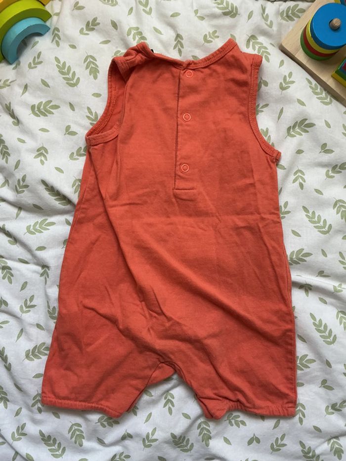 barboteuse sans manches tape à l'oeil pressions entre les jambes corail 12 mois - photo numéro 7