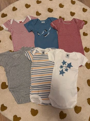 Lot 6 bodies manches courtes mixte/fille/garcon 3 mois