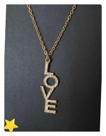 Collier pièce unique "love" acier inoxydable dorée