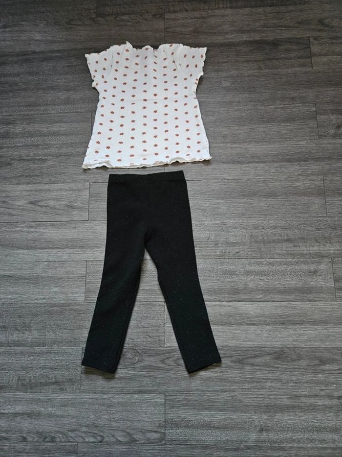 Ensemble tee-shirt côtelé et legging pailleté taille 3 ans - photo numéro 4