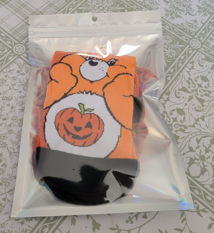 CHAUSSETTES BISOUNOURS CARE BEARS ORANGE HALLOWEEN ! NEUF ! - photo numéro 4