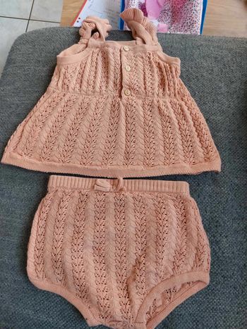 ensemble en maille rose pale