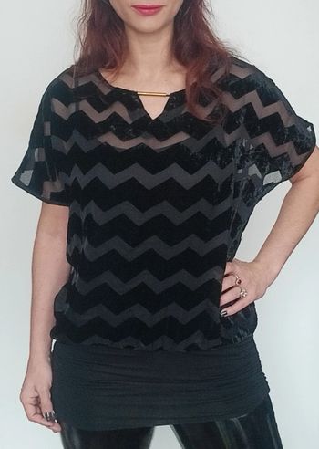 Haut doublé voile et velours géométrique 38