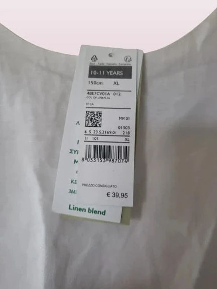 Robe neuve Benetton lin et coton blanche 10a 11a - photo numéro 5