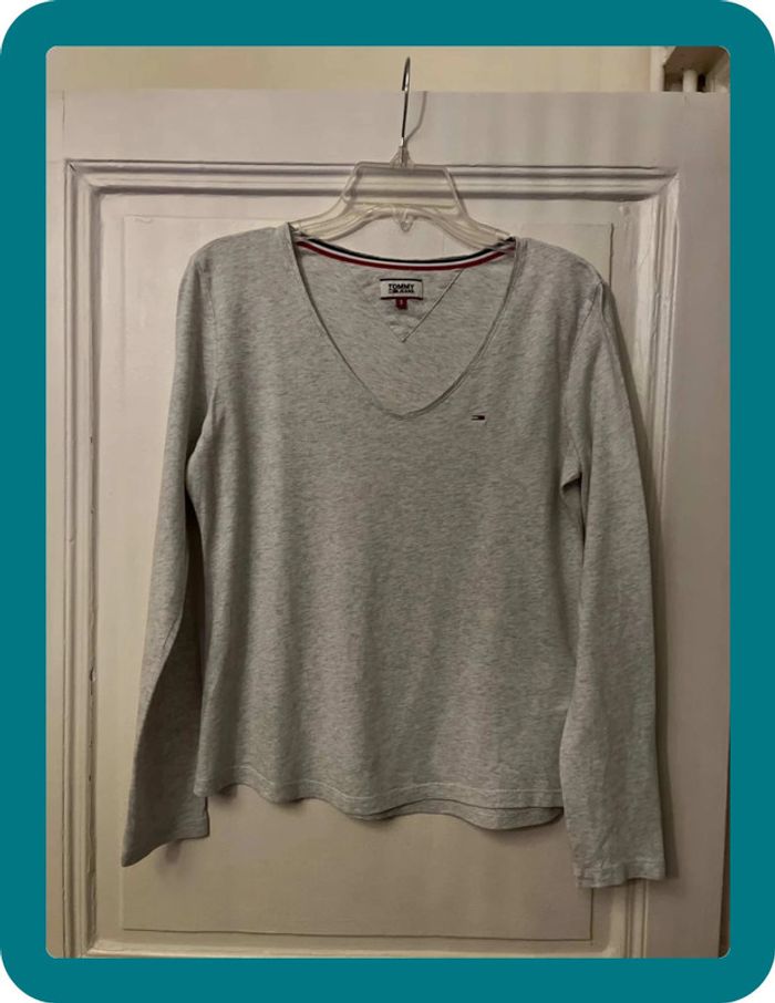 T-shirt manches longues col V généreux S -Tommy Hilfiger - photo numéro 2