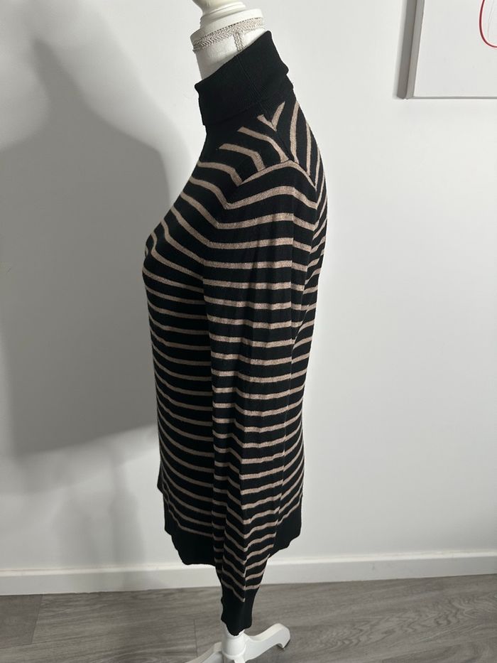 Pull col roulé marinière noir et beige Gérard Darel T38 M - photo numéro 2