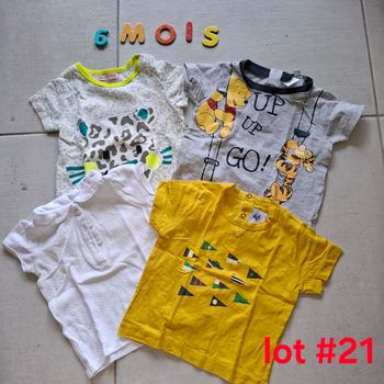 Lot #21 -  2 Tee shirts et 1 polo manches courtes DPAM Disney Petit Bateau et Bout'chou 6mois
