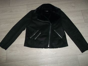 Blouson ETAM simili daim noir fourré taille 42 TBE