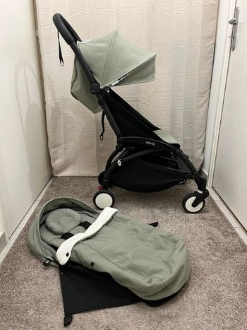 Poussette BABYZEN STOKKE YOYO2 Pack 0+ Et 6+ Evolutive Chassis Noir Olive TBE