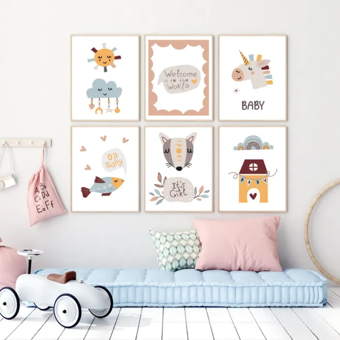 Affiches “Welcome Baby Girl” pour chambre enfant - photo numéro 3