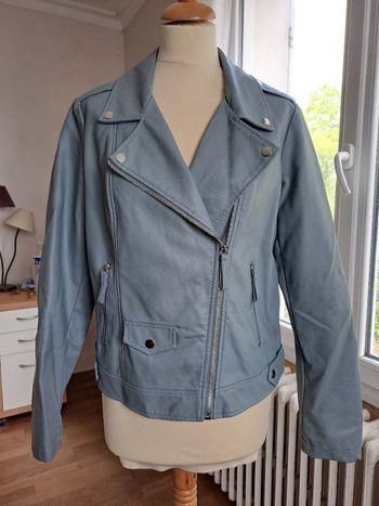 blouson simili cuir bleu gdm 42