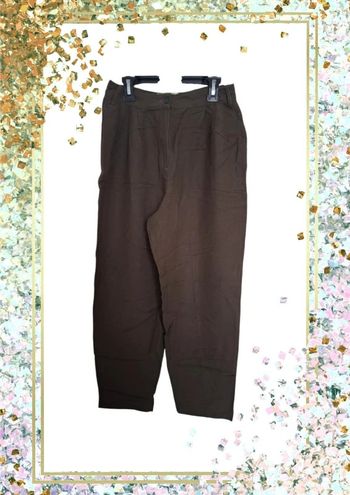 Pantalon large fluide léger marron benetton lin taille S 36